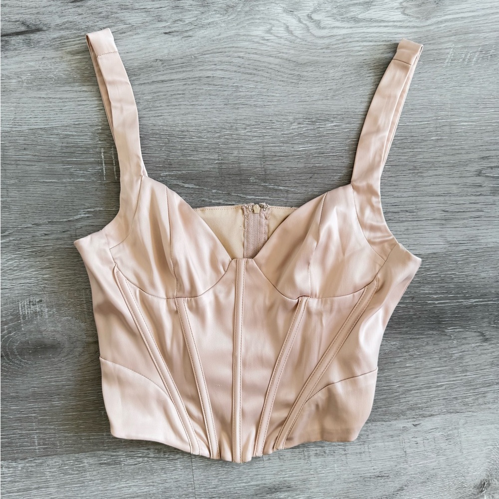 Forever 21 Blush Pink Satin Cropped Bustier Top